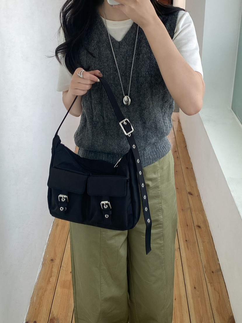 OPPA韓國㊣直郵東大門代購女裝新品25春夏休閑單肩斜跨包腰帶OPPA單肩/斜跨包圖色1