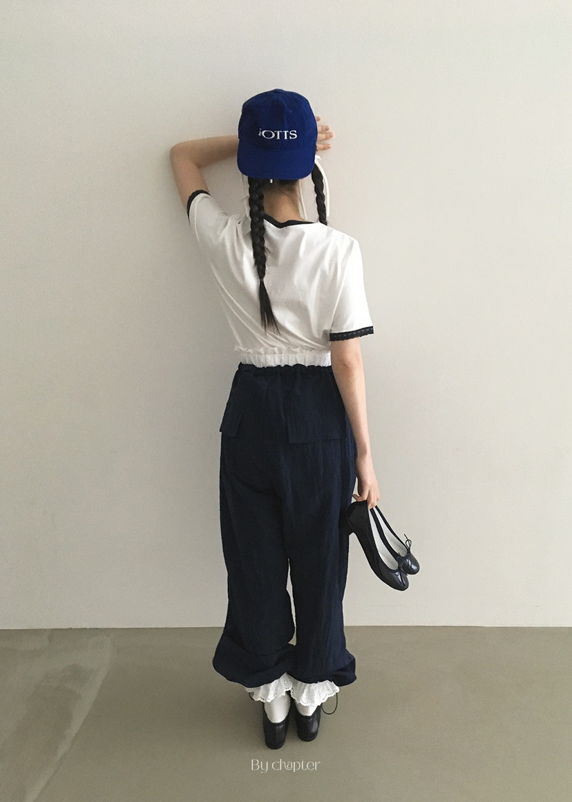 BY CHAPTER韓國㊣直郵東大門代購女裝新品熱賣休閑休閑褲蕾絲BY Chapter休閑褲