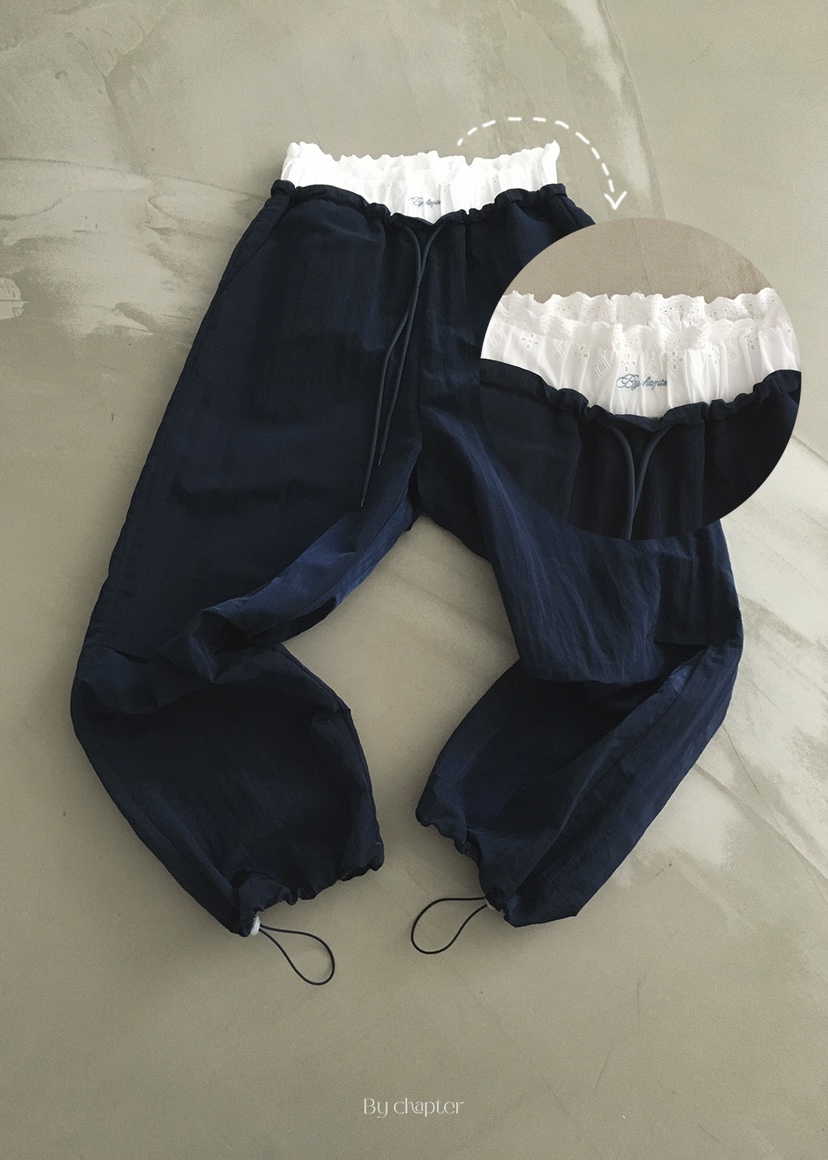 BY CHAPTER韓國㊣直郵東大門代購女裝新品熱賣休閑休閑褲蕾絲BY Chapter休閑褲