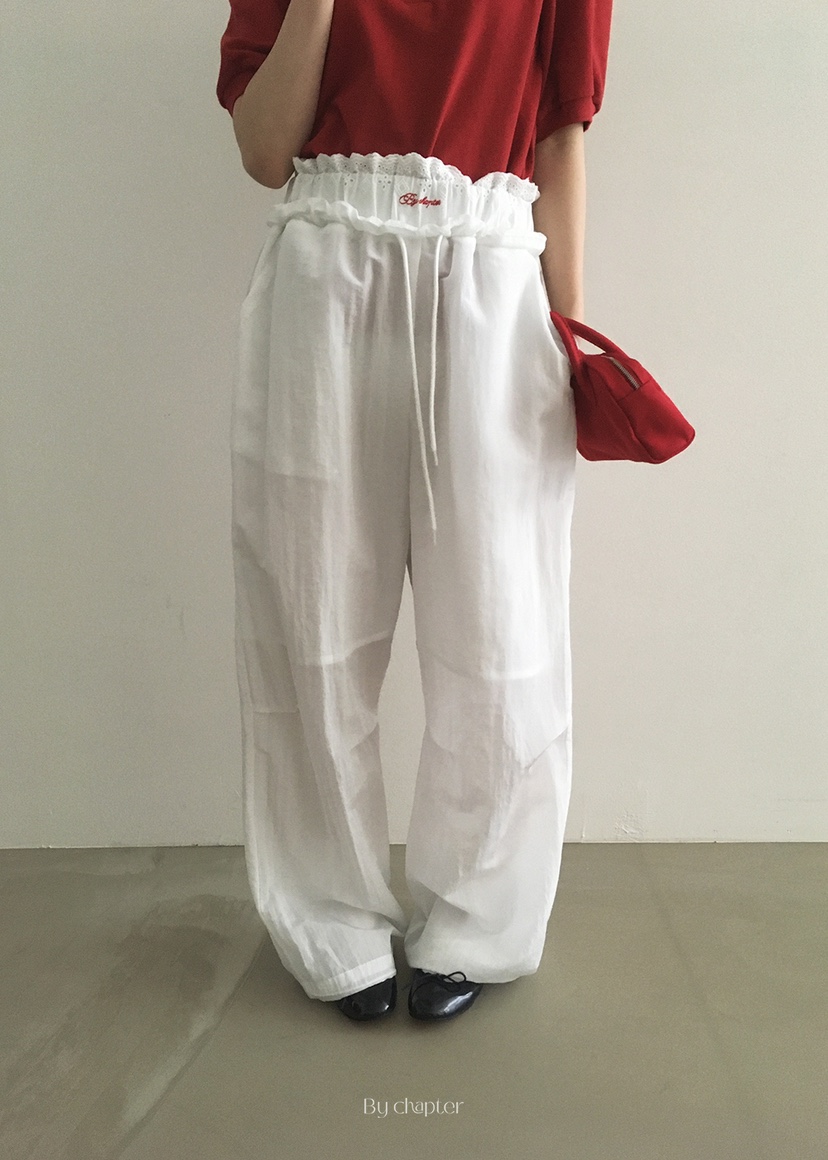 BY CHAPTER韓國㊣直郵東大門代購女裝新品熱賣休閑休閑褲蕾絲BY Chapter休閑褲