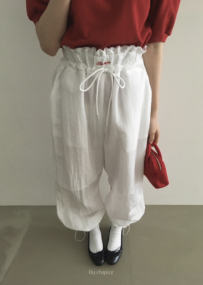 BY CHAPTER韓國㊣直郵東大門代購女裝新品熱賣休閑休閑褲蕾絲BY Chapter休閑褲圖色2