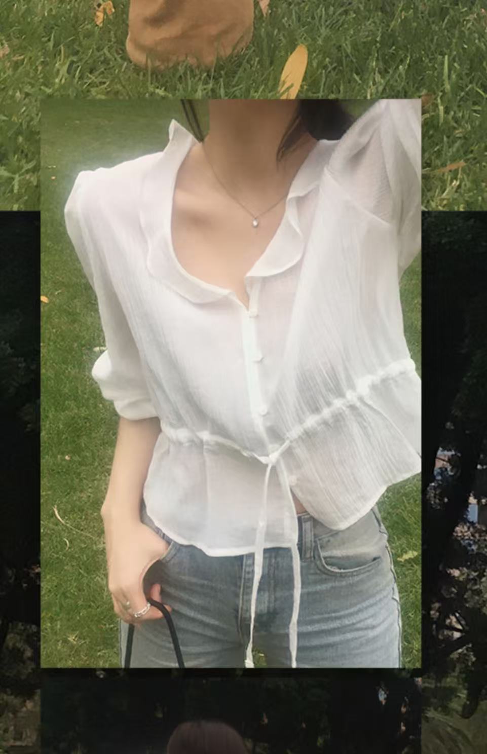 SEEMORE韓國直郵㊣女裝新品熱賣推薦休閑人氣職業襯衫蕾絲衫NOD襯衫/蕾絲衫圖色1