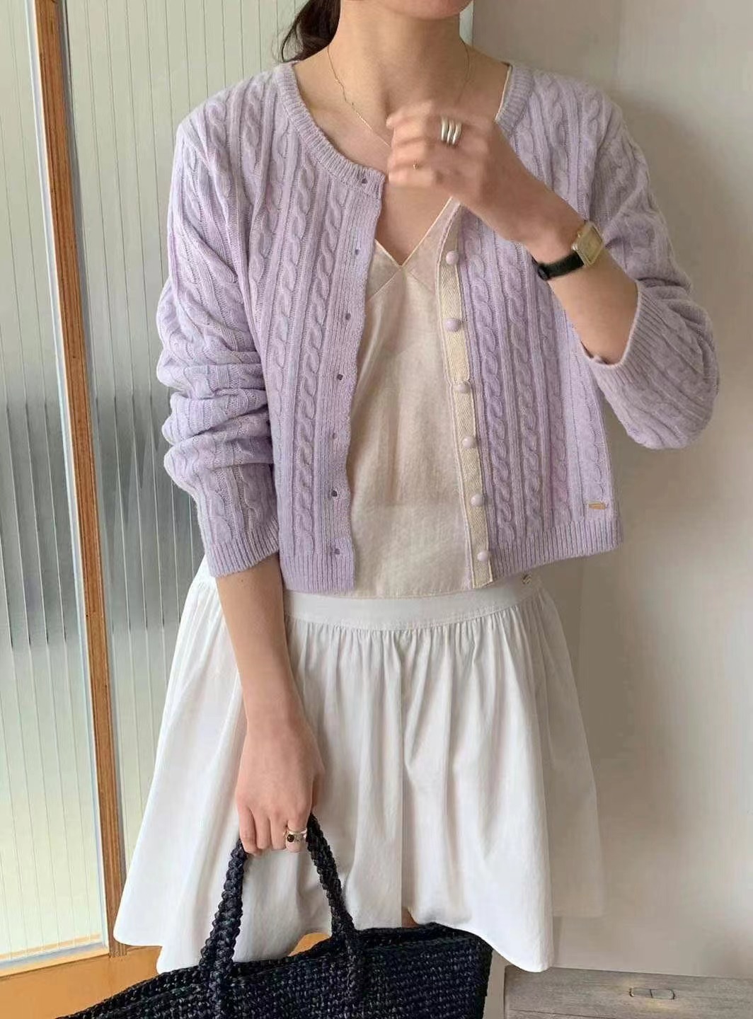 AREING韓國直郵㊣東大門實拍女裝新品休閑25春夏時尚針織衫AREING針織衫