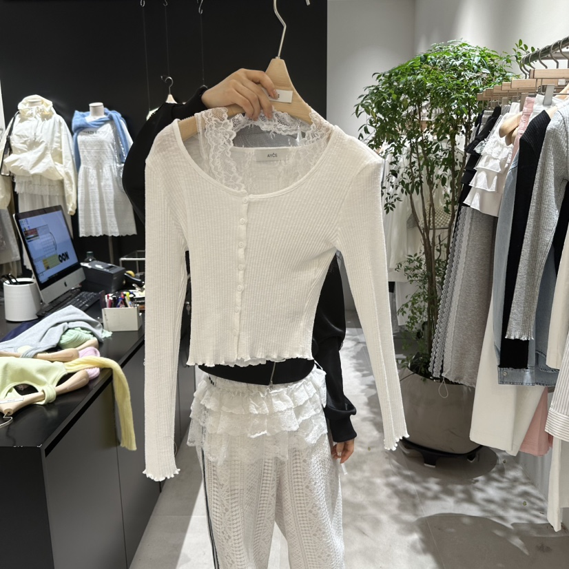 AYCE韓國㊣直郵東大門代購女裝新款休閑套裝兩件套蕾絲開衫101SHOWROOM/AYCE套裝