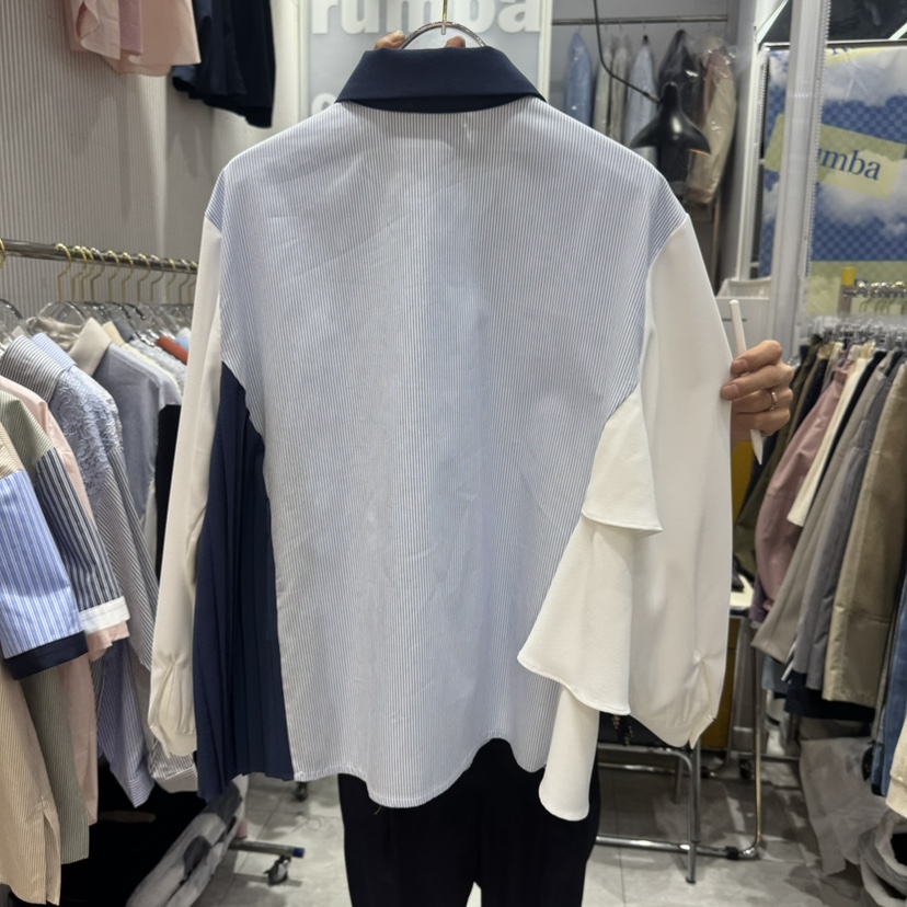 RUMBA韓國㊣直郵東大門代購女裝新品休閑熱賣25春夏襯衫蕾絲衫RUMBA襯衫/蕾絲衫