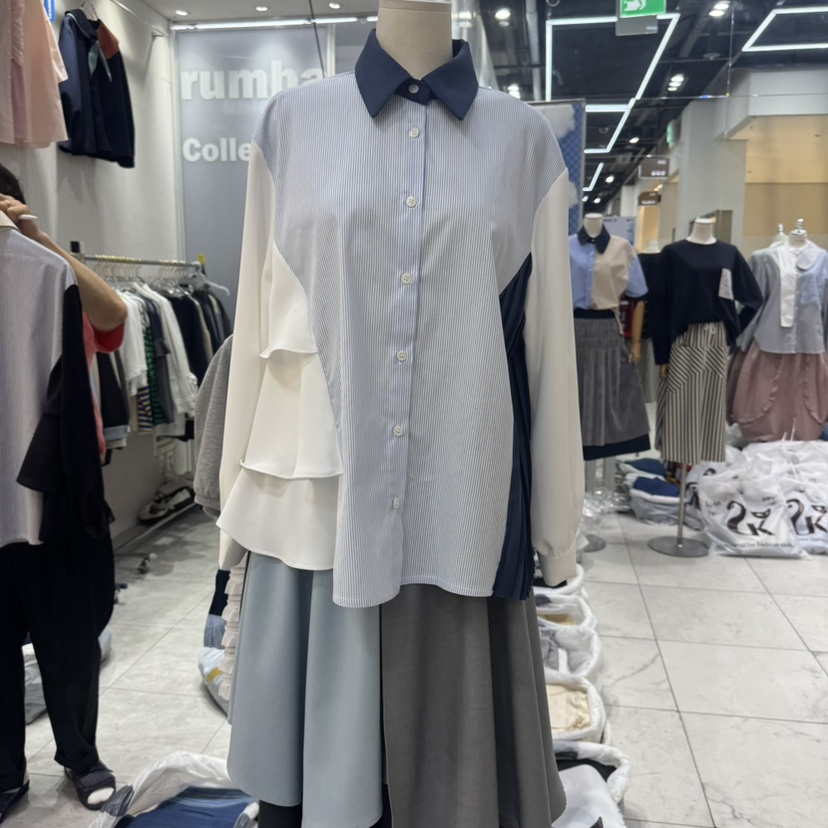 RUMBA韓國㊣直郵東大門代購女裝新品休閑熱賣25春夏襯衫蕾絲衫RUMBA襯衫/蕾絲衫
