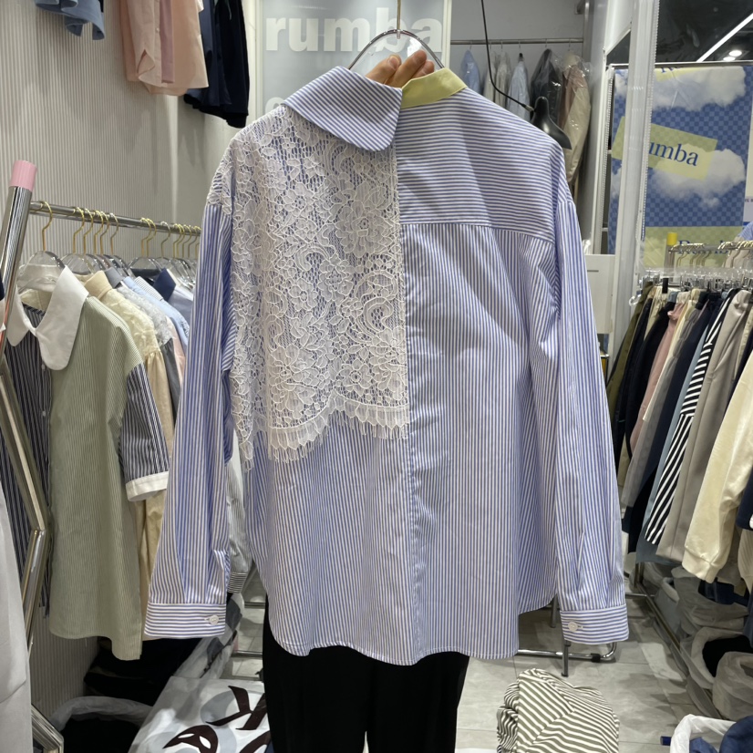 RUMBA直郵韓國代購㊣女裝新品推薦時尚職業休閑25春夏襯衫蕾絲衫RUMBA襯衫/蕾絲衫