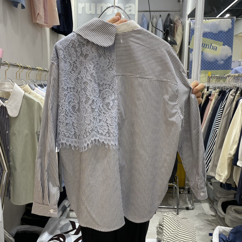 RUMBA直郵韓國代購㊣女裝新品推薦時尚職業休閑25春夏襯衫蕾絲衫RUMBA襯衫/蕾絲衫