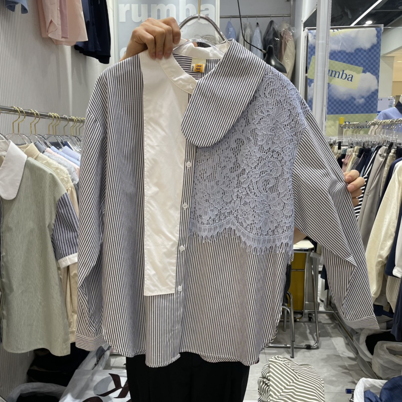 RUMBA直郵韓國代購㊣女裝新品推薦時尚職業休閑25春夏襯衫蕾絲衫RUMBA襯衫/蕾絲衫圖色2