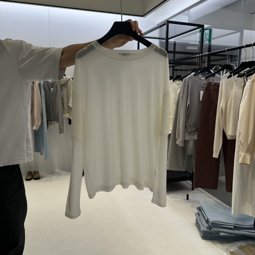 OSOO韓國㊣直郵東大門代購女裝新品時尚職業人氣25春夏長袖T恤OSOO長袖T恤