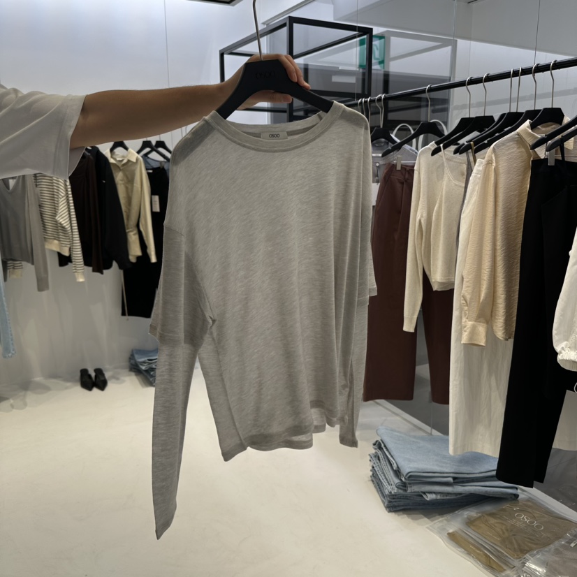 OSOO韓國㊣直郵東大門代購女裝新品時尚職業人氣25春夏長袖T恤OSOO長袖T恤圖色2