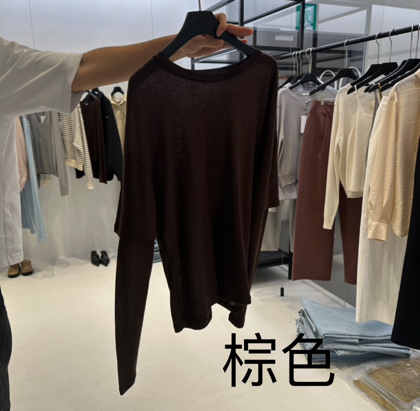 OSOO韓國㊣直郵東大門代購女裝新品時尚職業人氣25春夏長袖T恤OSOO長袖T恤圖色3