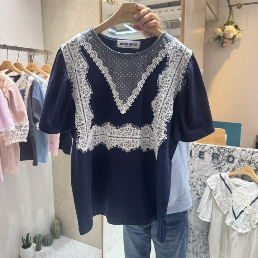 HERO韓國㊣直郵東大門代購女裝新品人氣職業熱賣25春夏時尚T恤HEROT恤圖色2