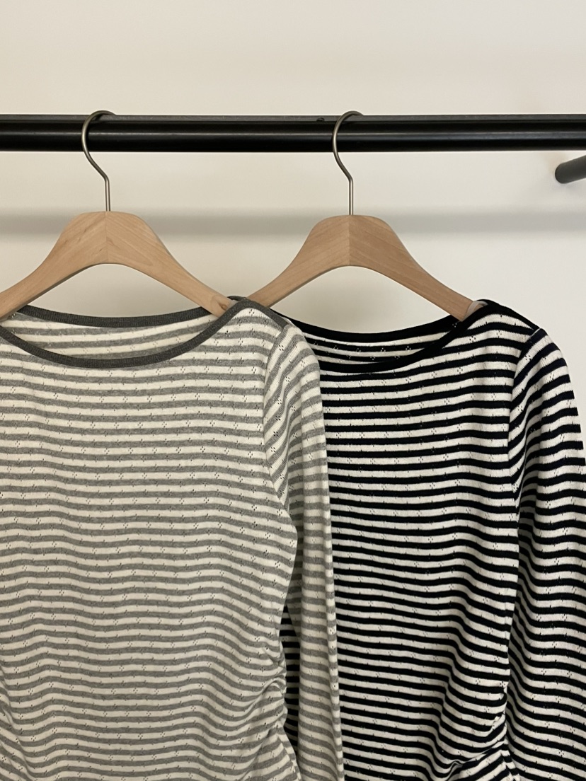 BOLD-A韓國直郵㊣女裝新品25春夏休閑職業人氣長袖T恤條紋RE BOLD長袖T恤