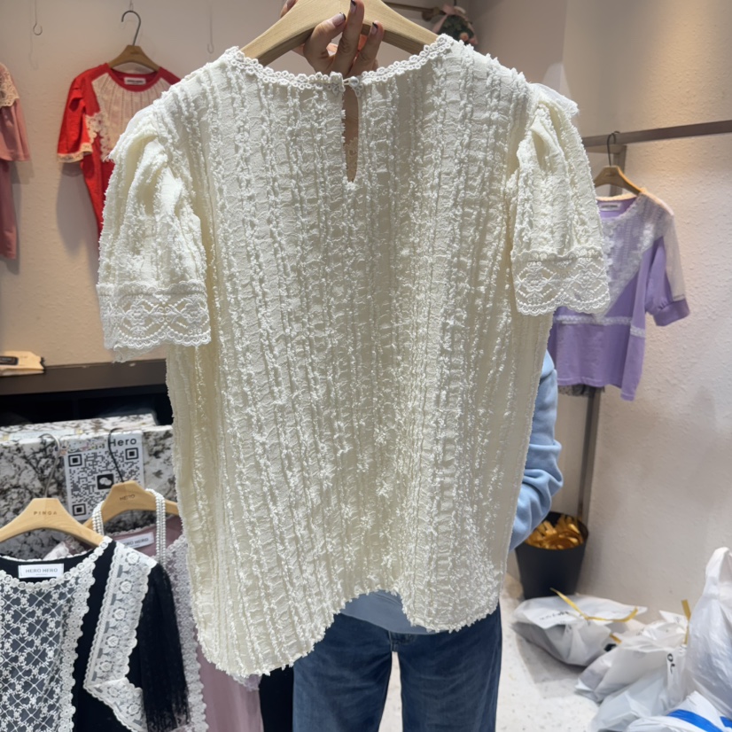 HERO直郵韓國代購㊣女裝新品職業休閑熱賣人氣25春夏襯衫蕾絲衫HERO襯衫/蕾絲衫