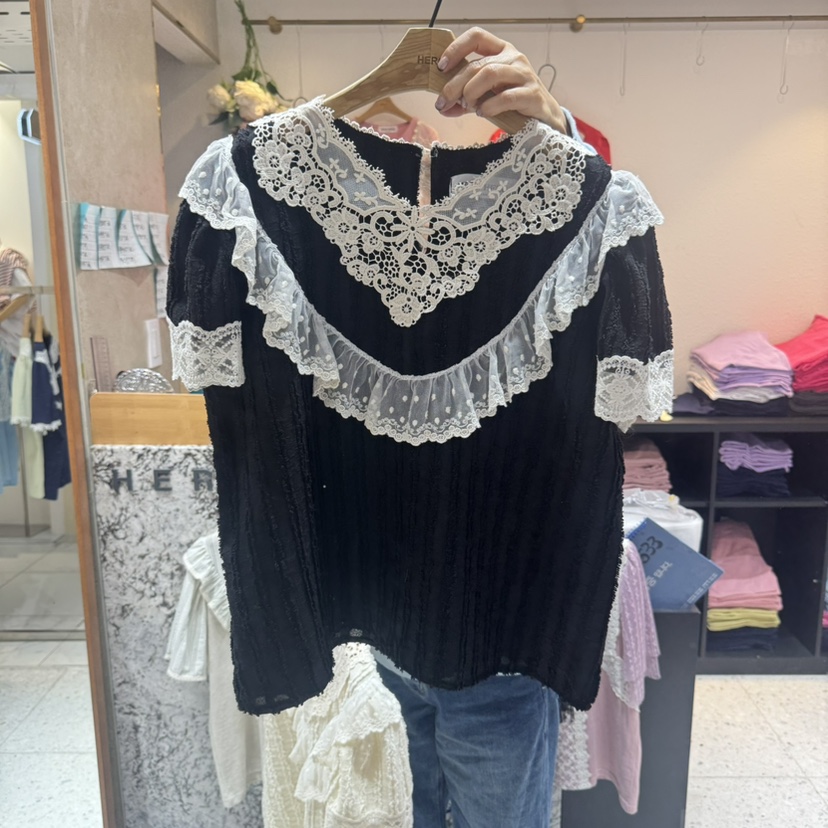 HERO直郵韓國代購㊣女裝新品職業休閑熱賣人氣25春夏襯衫蕾絲衫HERO襯衫/蕾絲衫