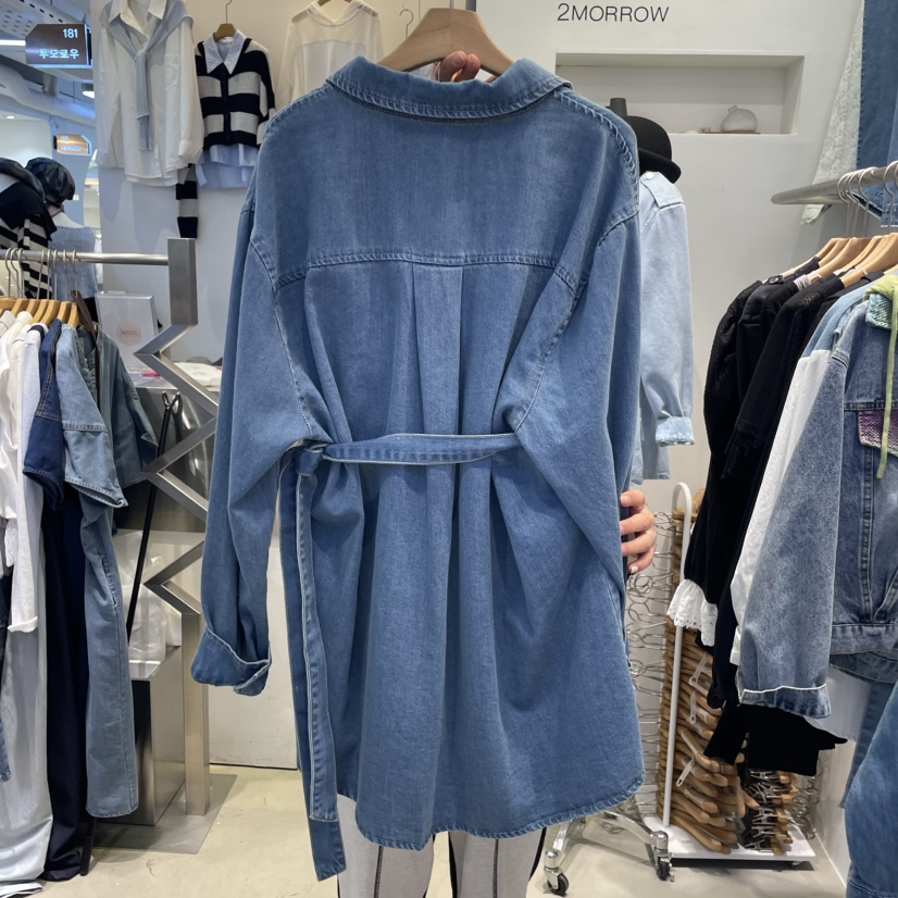 2MORROW直郵韓國代購㊣女裝新品職業推薦襯衫蕾絲衫含腰帶口袋2MORROW襯衫/蕾絲衫