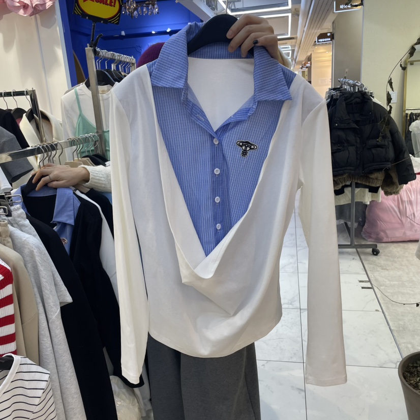 APPLE TOMATO韓國直郵㊣東大門實拍女裝新款熱賣襯衫蕾絲衫皮革APPLE TOMATO襯衫/蕾絲衫圖色1