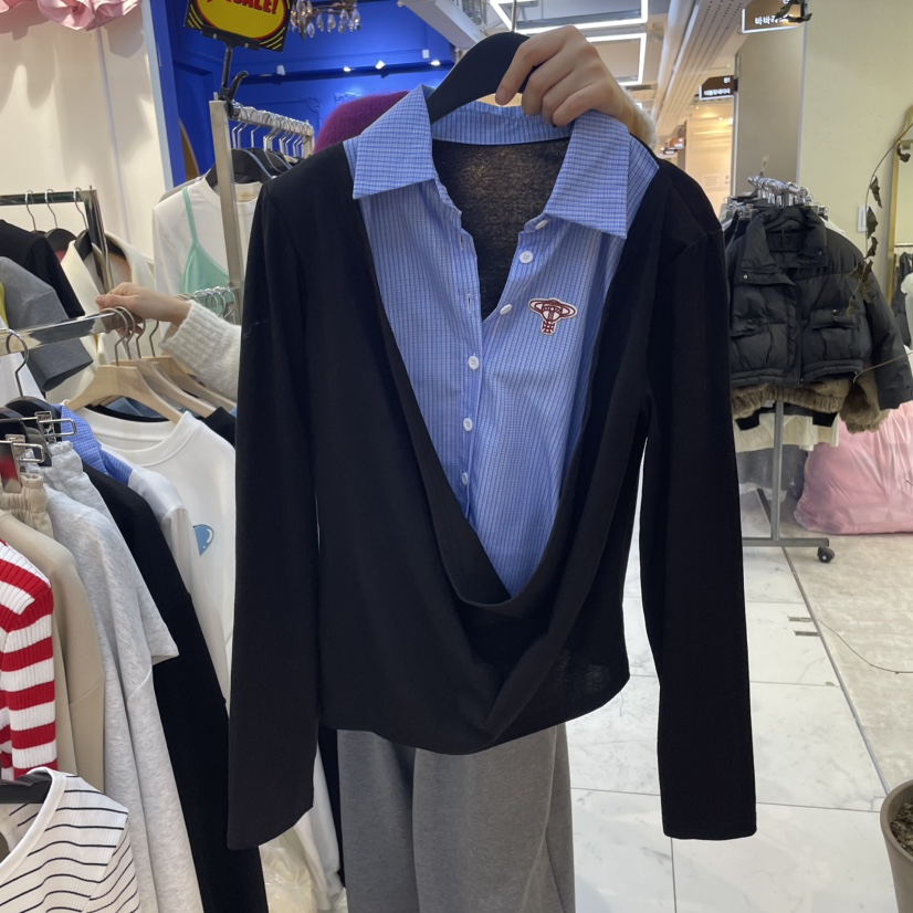 APPLE TOMATO韓國直郵㊣東大門實拍女裝新款熱賣襯衫蕾絲衫皮革APPLE TOMATO襯衫/蕾絲衫圖色2