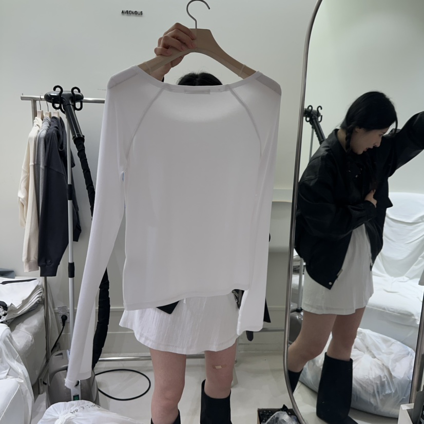 AVECNOUS直郵韓國代購㊣女裝新款職業熱賣休閑25春夏長袖T恤AVECNOUS長袖T恤