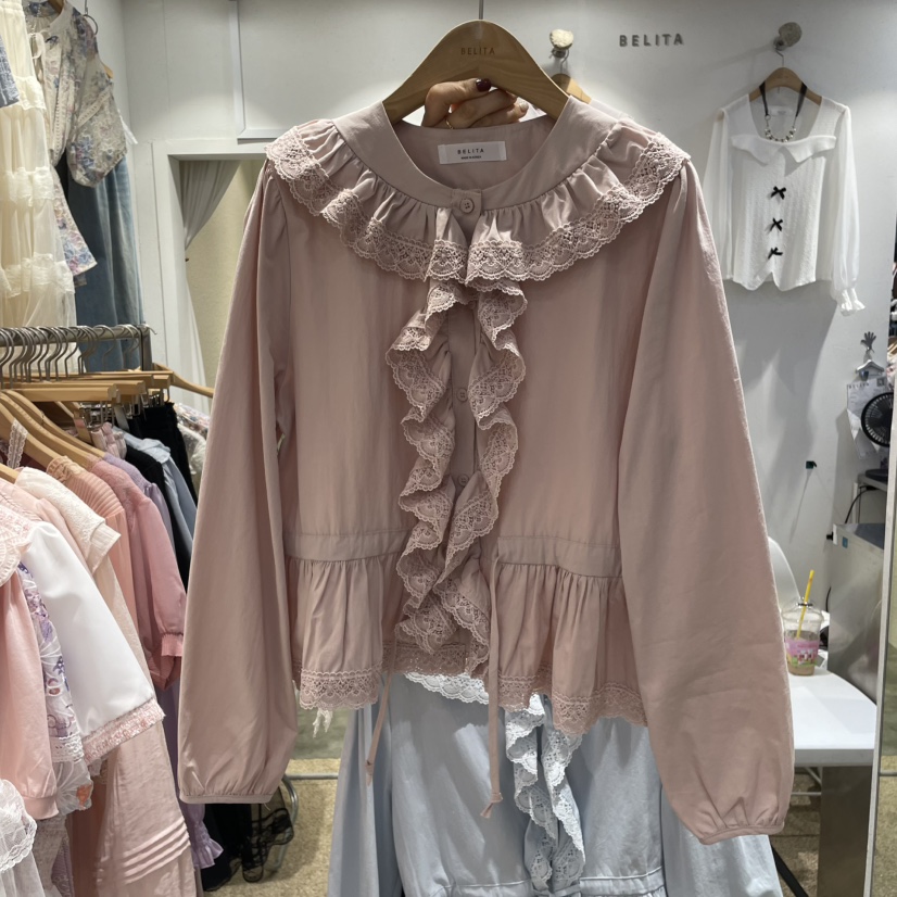 空韓國㊣直郵東大門代購女裝新款休閑人氣時尚推薦襯衫蕾絲衫BELITA襯衫/蕾絲衫圖色2