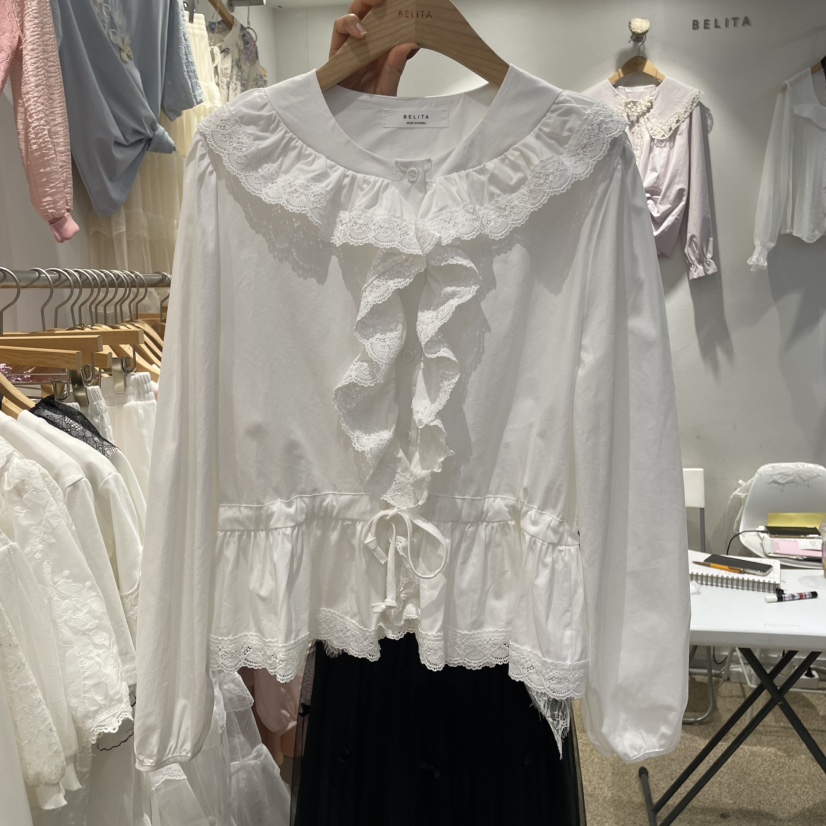 空韓國㊣直郵東大門代購女裝新款休閑人氣時尚推薦襯衫蕾絲衫BELITA襯衫/蕾絲衫圖色3