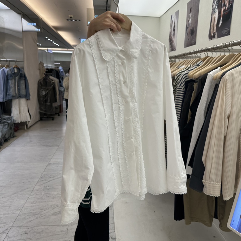 CHAV東大門代購女士新品25春夏休閑人氣時尚熱賣襯衫蕾絲衫CHAV襯衫/蕾絲衫
