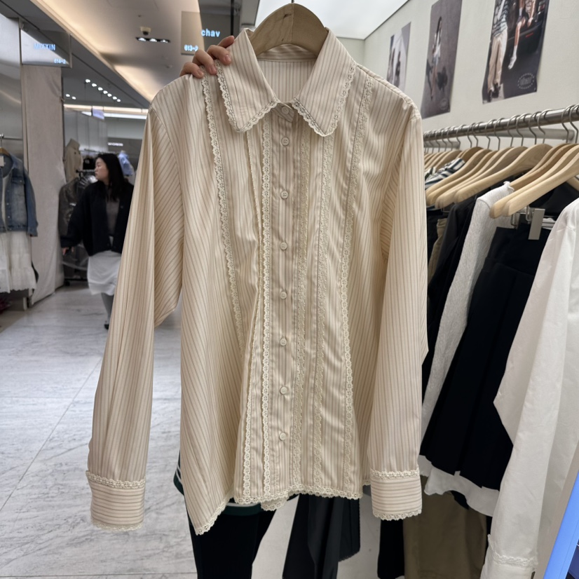 CHAV東大門代購女士新品25春夏休閑人氣時尚熱賣襯衫蕾絲衫CHAV襯衫/蕾絲衫圖色3