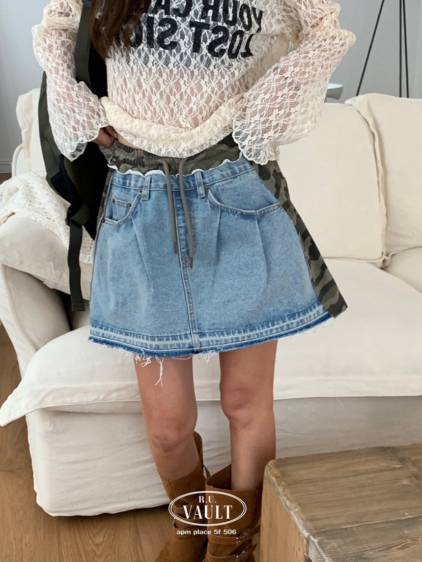 VAULT東大門代購女士新款人氣25春夏時尚真品熱賣休閑短裙迷彩VAULT短裙