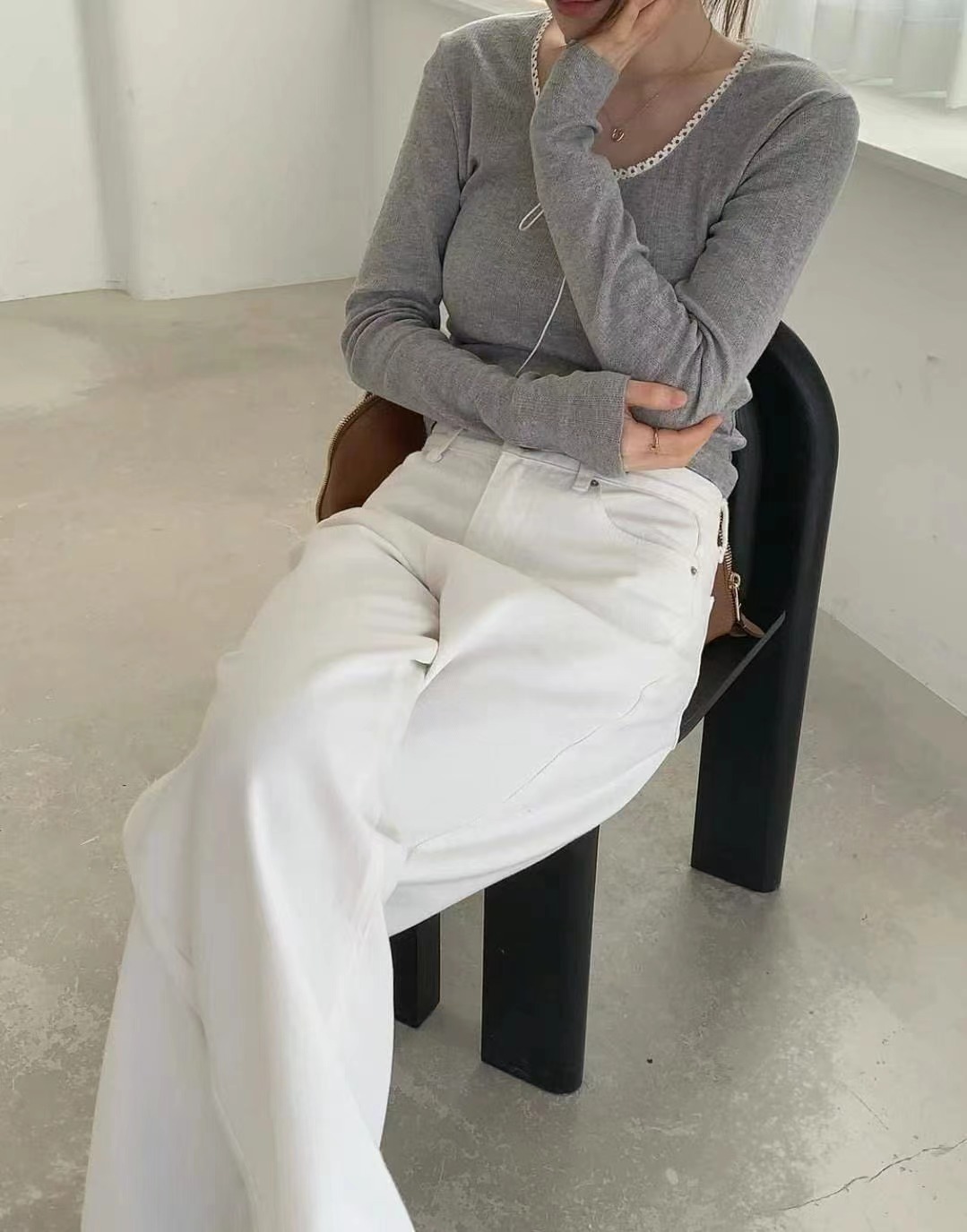 WEARRAW東大門實拍女士新品人氣25春夏推薦休閑長袖T恤蕾絲WEARRAW長袖T恤