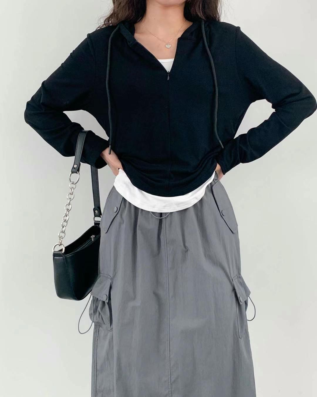 ANDANTE直郵韓國代購㊣女裝新品時尚職業長袖T恤假兩件連帽ANDANTE長袖T恤