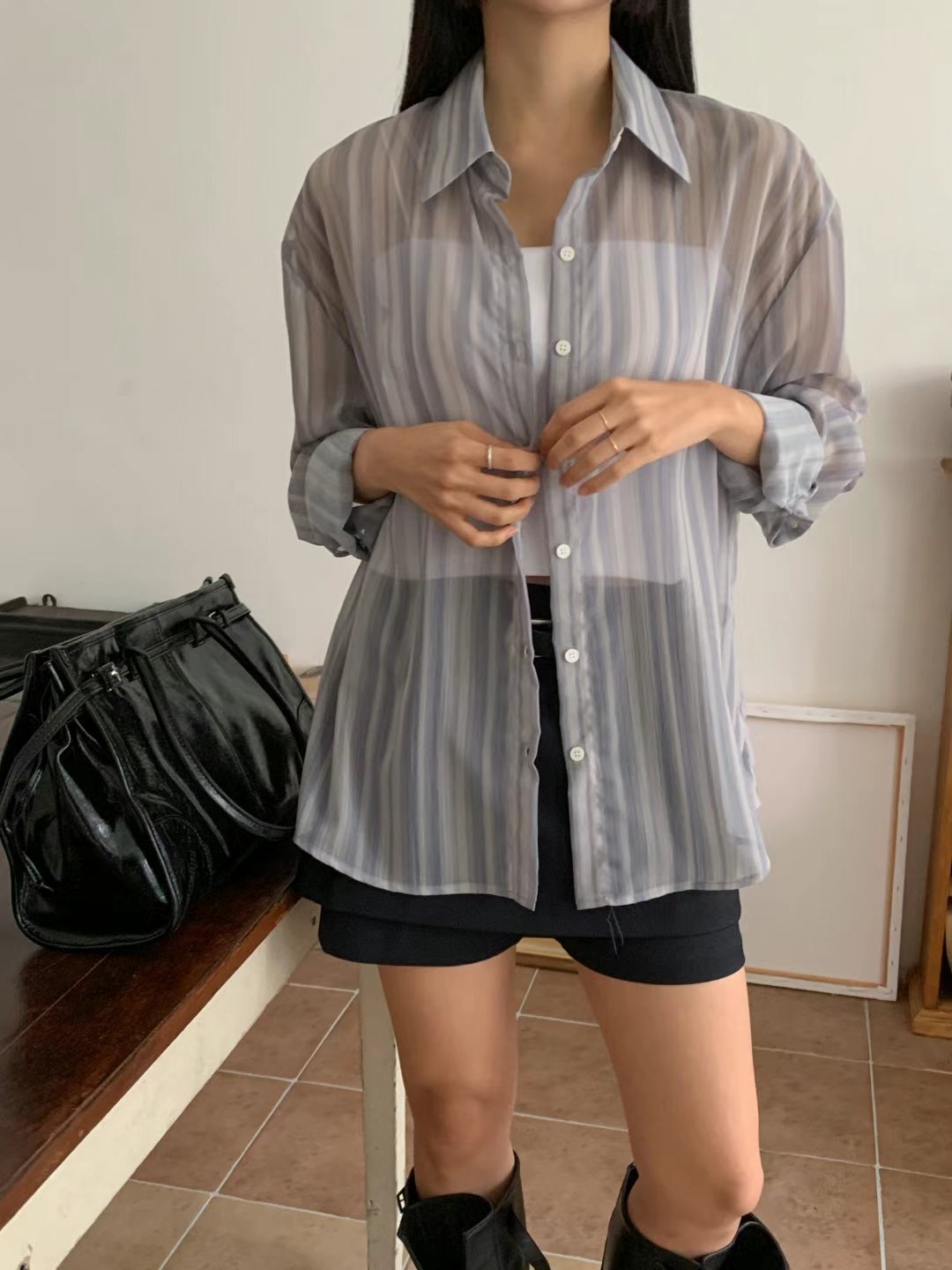 DAYEND直郵韓國代購㊣女裝新品熱賣25春夏推薦時尚襯衫蕾絲衫DAYEND襯衫/蕾絲衫