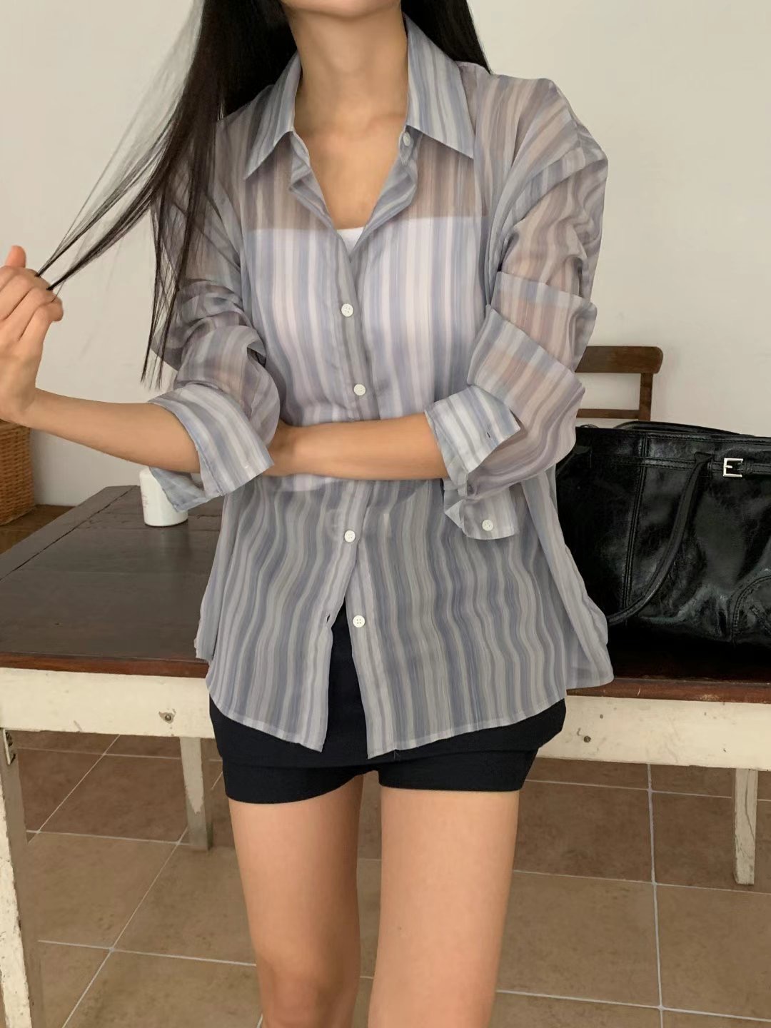DAYEND直郵韓國代購㊣女裝新品熱賣25春夏推薦時尚襯衫蕾絲衫DAYEND襯衫/蕾絲衫圖色1