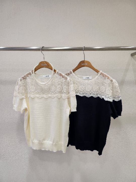 FEMME東大門代購女裝新款時尚真品職業熱賣25春夏針織衫蕾絲FEMME針織衫