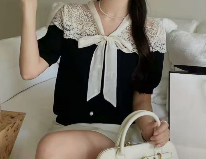 FEMME韓國直郵女裝新品人氣時尚真品熱賣職業25春夏針織衫蕾絲FEMME針織衫圖色3