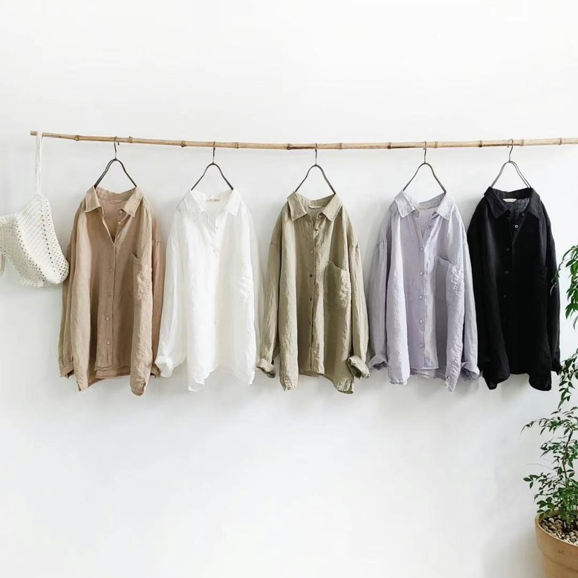 PUCO東大門直郵女裝新品職業真品推薦人氣襯衫蕾絲衫口袋亞麻PUCO襯衫/蕾絲衫