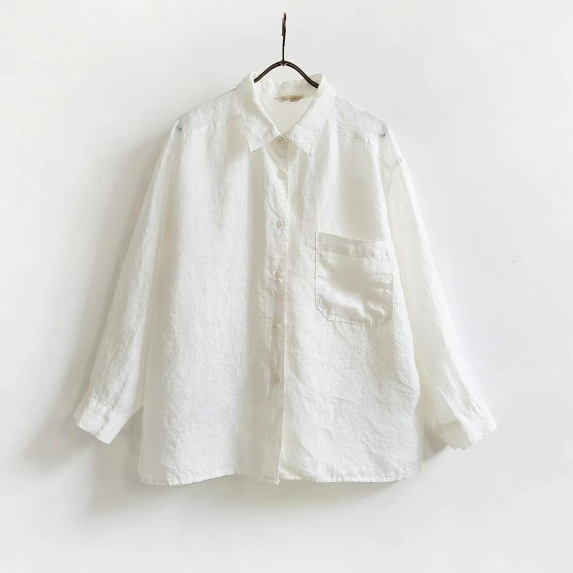 PUCO東大門直郵女裝新品職業真品推薦人氣襯衫蕾絲衫口袋亞麻PUCO襯衫/蕾絲衫圖色1