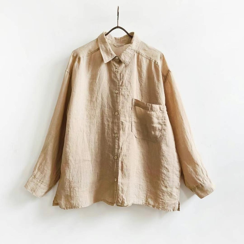 PUCO東大門直郵女裝新品職業真品推薦人氣襯衫蕾絲衫口袋亞麻PUCO襯衫/蕾絲衫圖色2