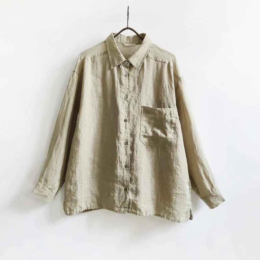 PUCO東大門直郵女裝新品職業真品推薦人氣襯衫蕾絲衫口袋亞麻PUCO襯衫/蕾絲衫圖色3