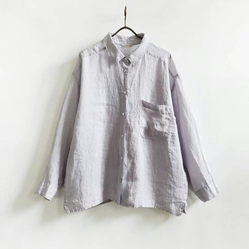 PUCO東大門直郵女裝新品職業真品推薦人氣襯衫蕾絲衫口袋亞麻PUCO襯衫/蕾絲衫圖色4