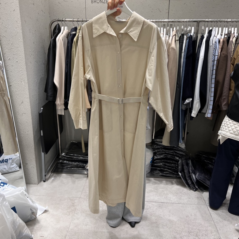 BRONZE東大門實拍女士新款職業時尚熱賣人氣25春夏連衣裙含腰帶BRONZE連衣裙圖色1