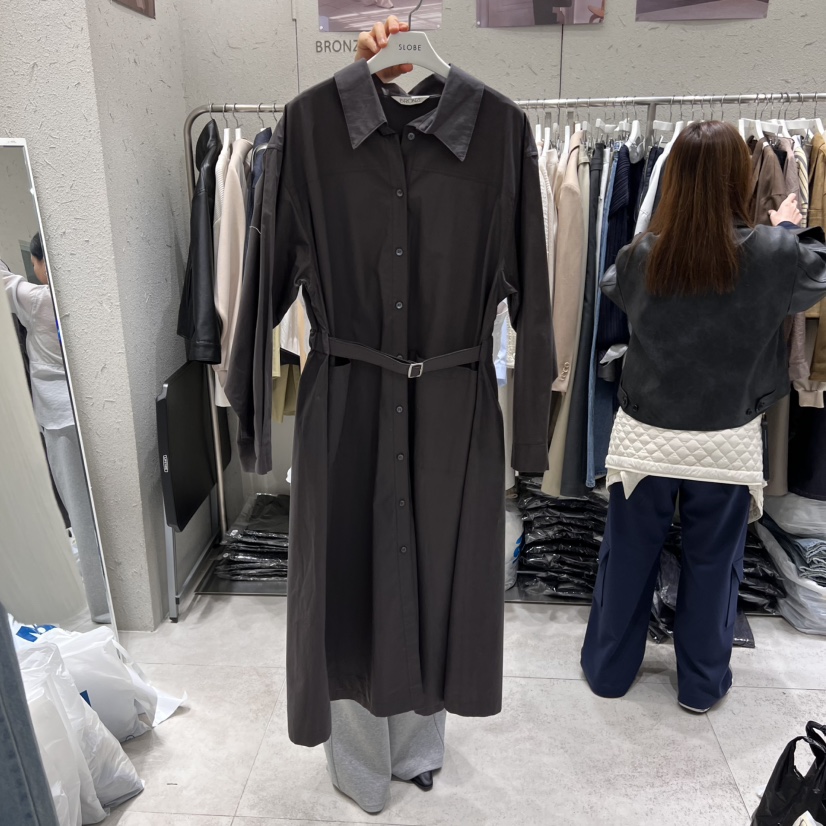 BRONZE東大門實拍女士新款職業時尚熱賣人氣25春夏連衣裙含腰帶BRONZE連衣裙圖色2