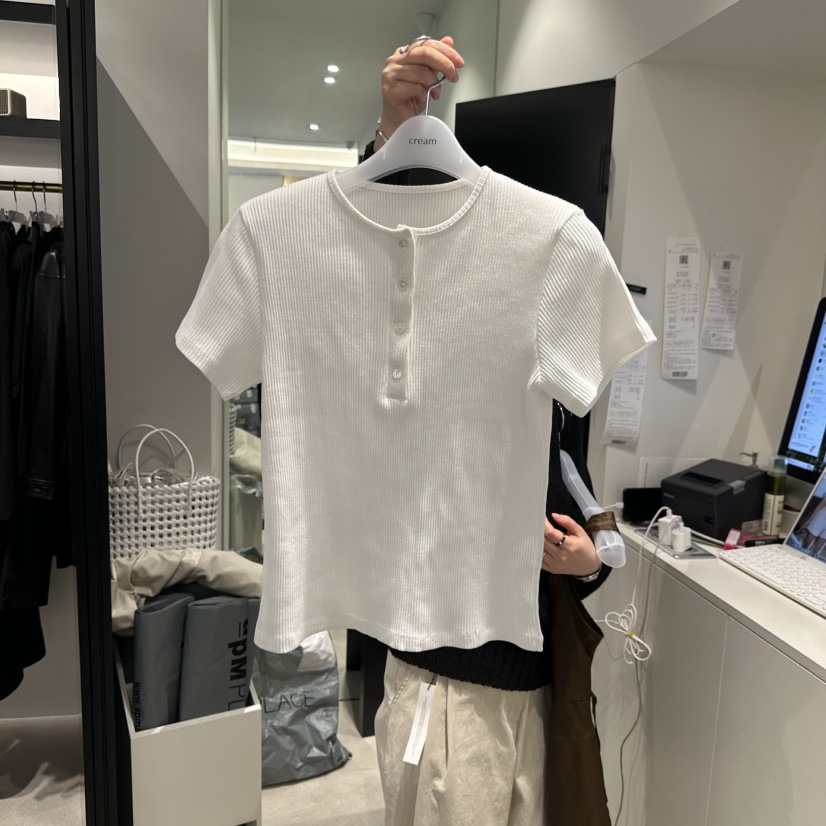 CREAM-P韓國㊣直郵東大門代購女裝新款推薦職業休閑25春夏T恤CREAM-PT恤圖色1