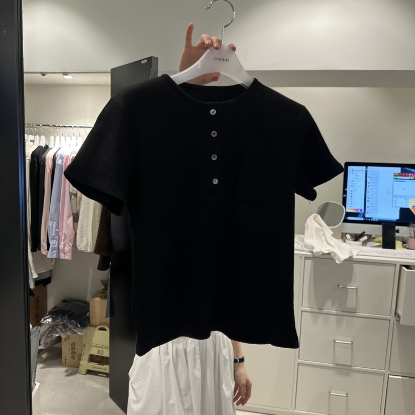 CREAM-P韓國㊣直郵東大門代購女裝新款推薦職業休閑25春夏T恤CREAM-PT恤圖色4