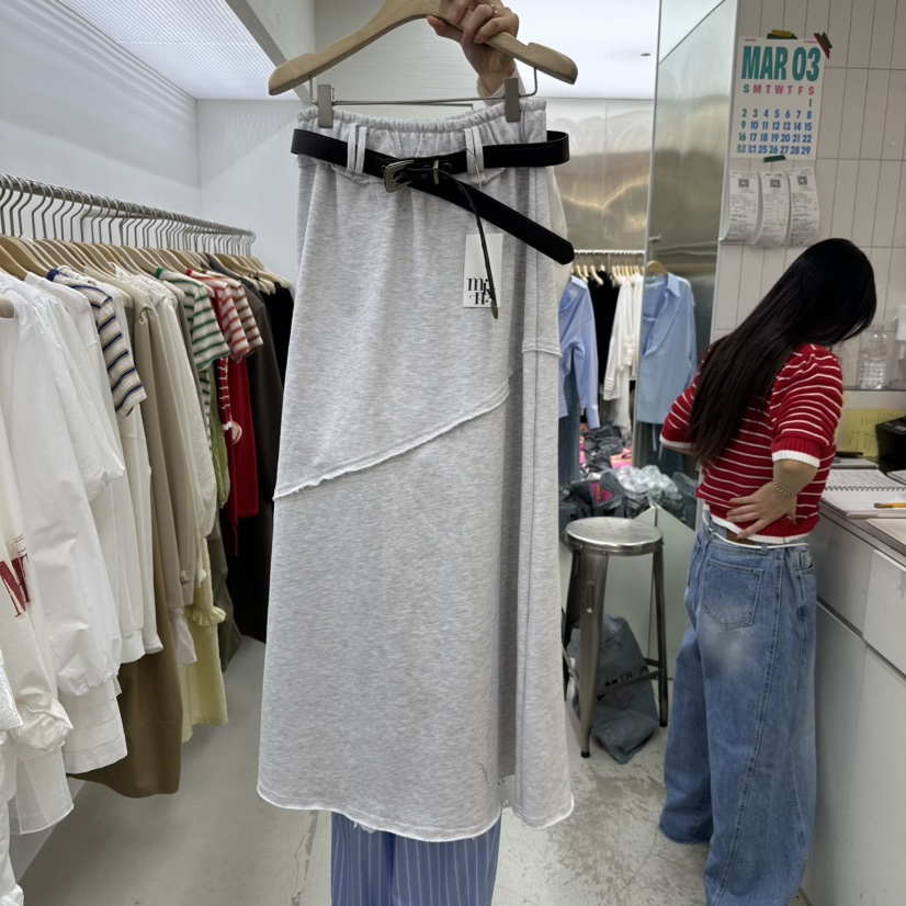 MIXXIN韓國㊣直郵東大門代購女裝新品25春夏休閑長裙不含腰帶MIXXIN長裙