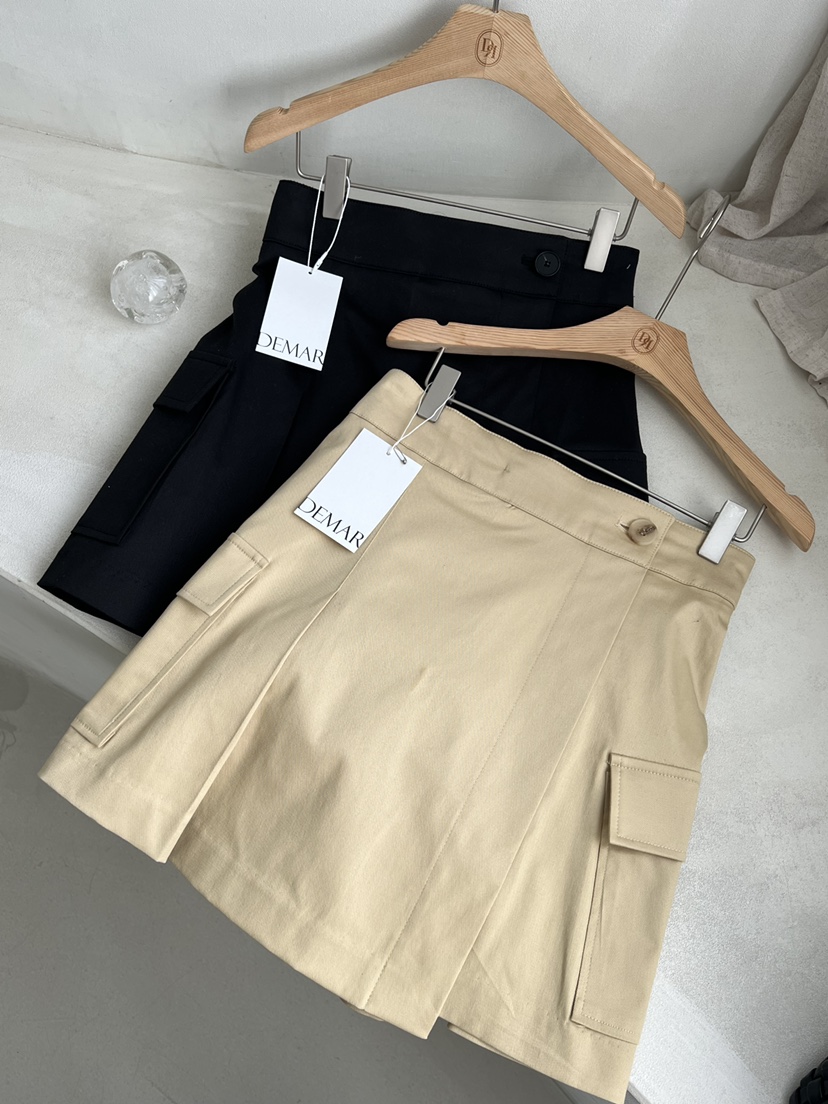 DEMAR韓國直郵㊣女裝新品推薦休閑職業25春夏時尚人氣短裙口袋DEMAR短裙