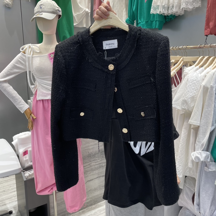 BEGINNING韓國㊣直郵東大門代購女裝新品人氣休閑夾克粗花呢BEGINNING夾克圖色2