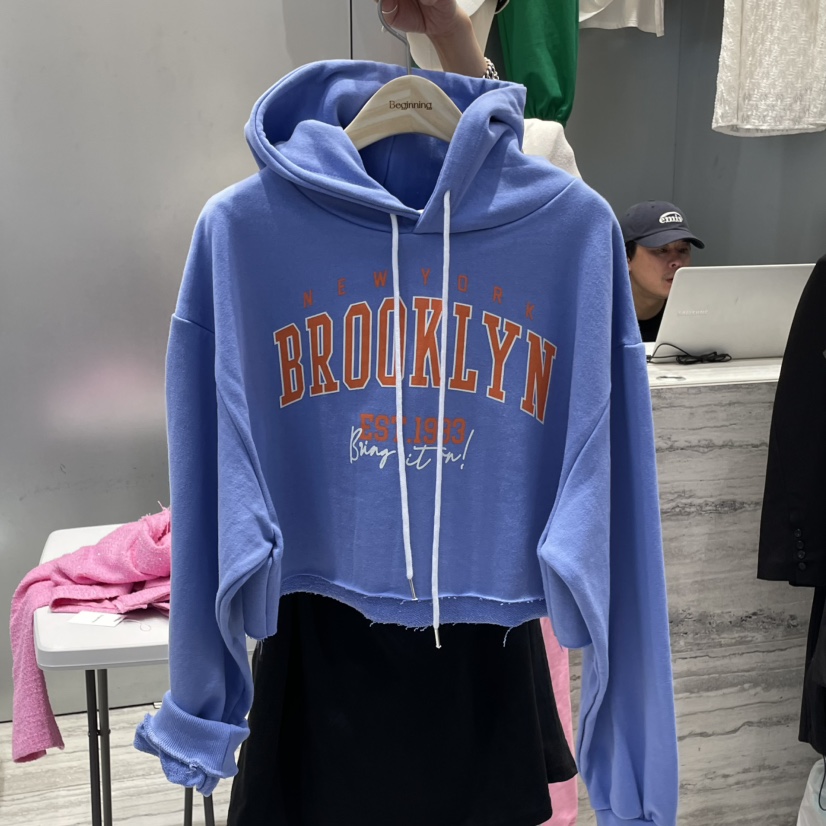 BEGINNING韓國直郵㊣女裝新款推薦職業休閑時尚衛衣兜帽短款BEGINNING衛衣