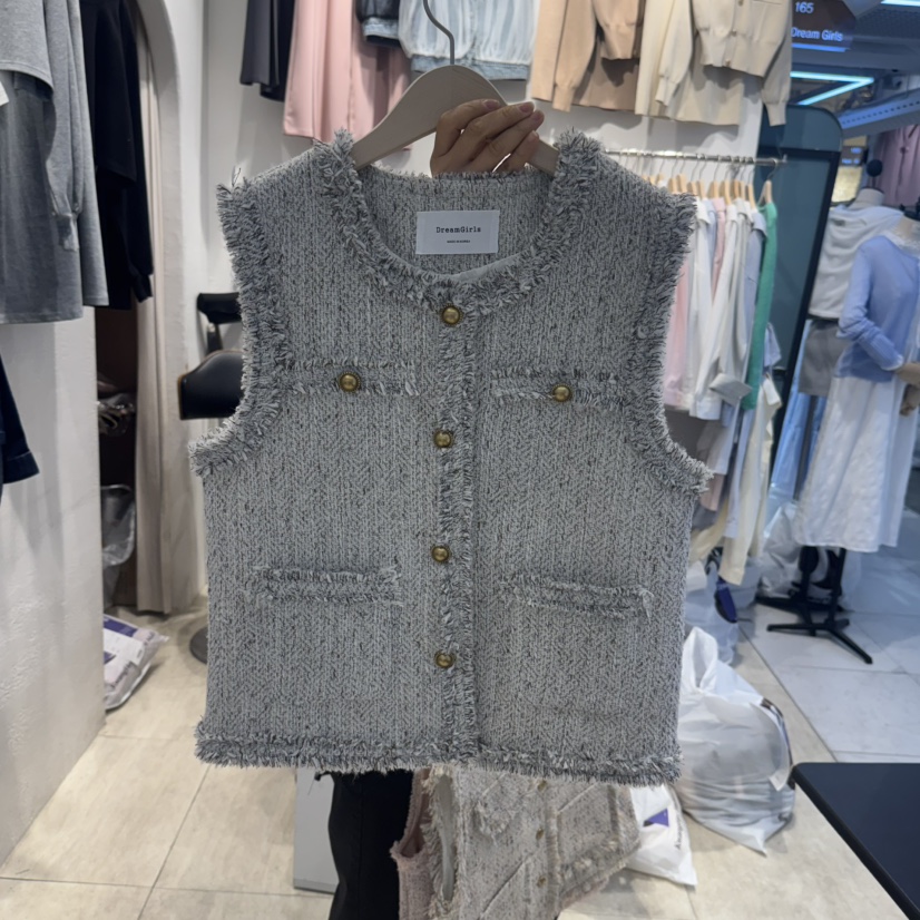 DREAM GIRIS韓國直郵女裝新品時尚職業熱賣休閑馬甲粗花呢DREAM GIRIS/HOT PLACE_ISSUE馬甲圖色1