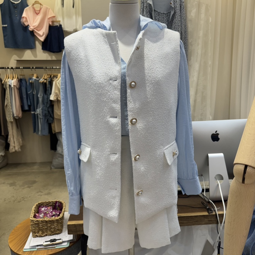HOLYBANANA韓國代購女士新品人氣休閑時尚真品職業馬甲粗花呢groovy.H/HOLYBANANA馬甲圖色2